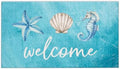 Jvpke Blue Beach Welcome Mat for Front Door, Beach Door Mat, Starfish Seashell by TowelDecoration