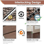 PrimeZone 432 PCS Solid Acacia Wood Interlocking Patio Deck Tiles Outdoor - Image 4