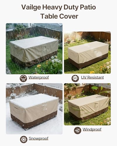 Vailge Outdoor Table Cover Rectangular, Patio Furniture Covers Waterproof - Image 5