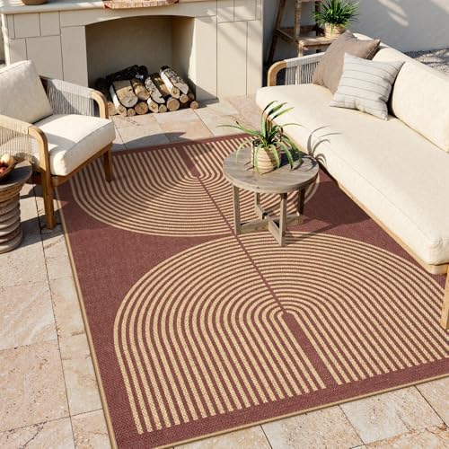 Lahome Modern Rainbow Easy Jute Outdoor Rug 5x7 - Image 2