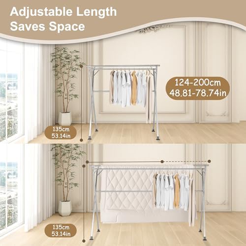 Stainless Steel Clothing Rack, Clothes Drying Rack Foldable, Anti Slip Laundry - Image 3