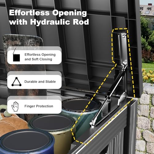PatioZen 200 Gallon Deck Box Lockable Waterproof UV Resistant Black - Image 6