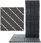 44 Pack Interlocking Deck Tiles, 12x12 Inch Modern Plastic Outdoor Flooring by Unknown