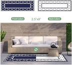 GENIMO Outdoor Rug, Waterproof Plastic Runner Rugs, 2.5'x8' Blue White - Image 6