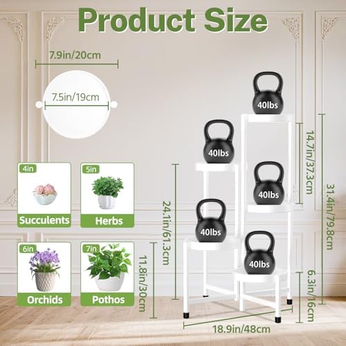 iDavosic.ly Plant Stand Indoor Outdoor, 5 Tier Metal Corner Shelf - Image 3