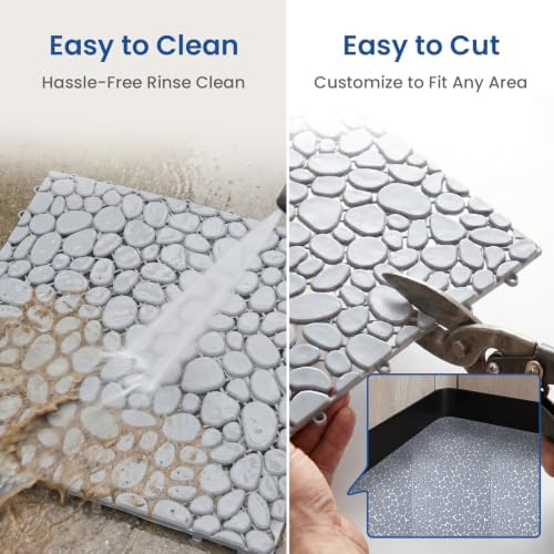 60 Pcs Floor Tiles, Pebble Pattern Plastic Interlocking Deck Tiles, Outdoor - Image 5