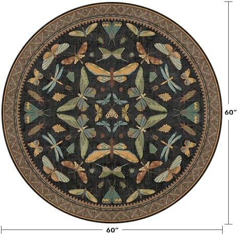 Black Boho 5ft Round Throw Rugs - Image 2