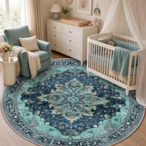 RELEANY Washable Area Rug, Round 5ft by RELEANY