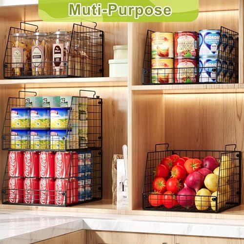 Jakyitvi 5 Pack XXL Stackable Wire Storage Basket, Extra Large Capacity Pantry - Image 4