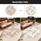 Pauwer Waterproof Outdoor Rug 8ft, Plastic Straw Patio Rug, Leaf Brown - Image 2