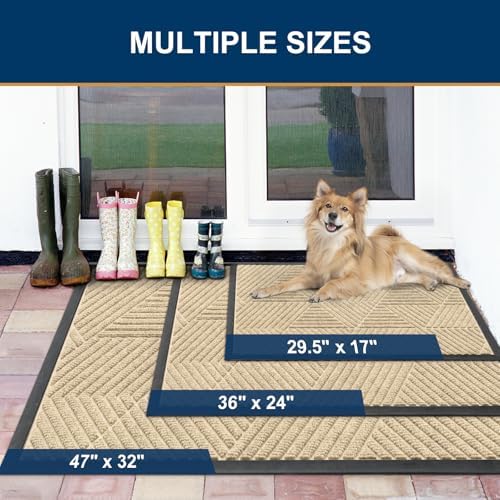 Smiry Front Door Mat Outside Entrance, Low Profile Rubber Doormat - Image 2
