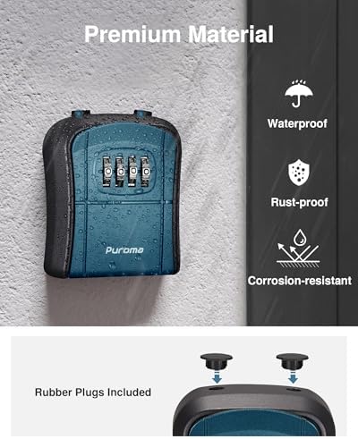 Puroma Key Lock Box Outdoor 4 Digit Code Combination Lockbox 1 Peacock Blue - Image 5