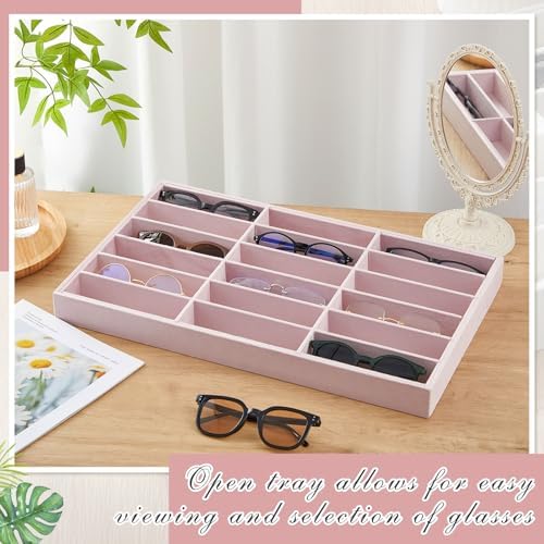 Amylove 2 Pack Sunglasses Organizer Tray Velvet Holder, 18 Grids - Image 4