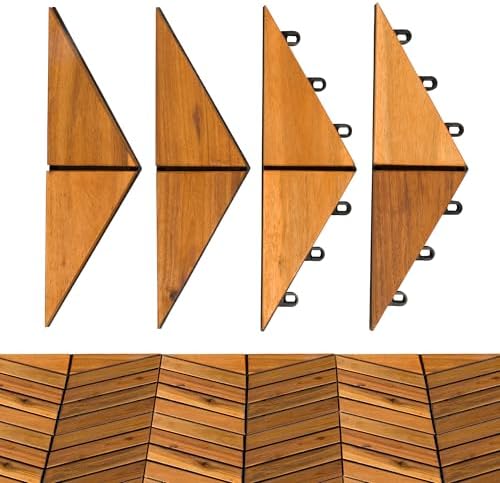 Majestick Goods 4-Pack Herringbone Edge Acacia Wood Interlocking Deck Tiles by MajestickGoods