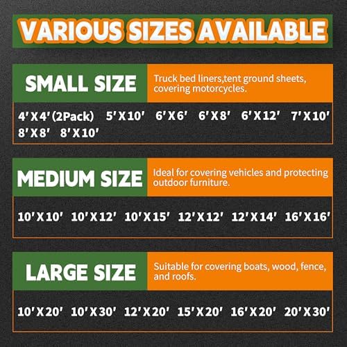 RAINDEWAY 16x20 Feet Tarps Heavy Duty Waterproof 10.5 Mil Outdoor Poly Tarp - Image 7
