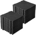 50-Pack Interlocking Drain Floor Tiles, Modular Cushioned Rubber Flooring by Unknown
