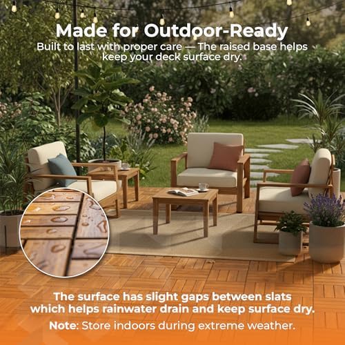 Majestick Goods 8-Pack Slat Acacia Wood Interlocking Deck Tiles - Image 6