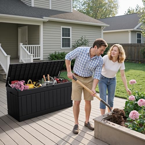 Flamaker Outdoor Storage Box 80 Gallon Resin Waterproof Deck Box - Image 2