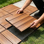 10 PCS Non-Slip Interlocking Teak Brown Deck Tiles 12" x 12" - Image 4