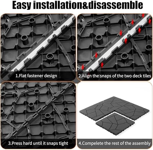 12" x 12" Interlocking Patio Deck Tiles 44 Pack DIY Stone Style Outdoor - Image 4
