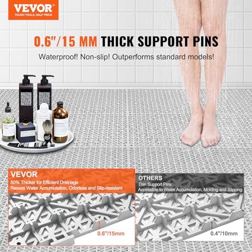 VEVOR Modular Interlocking Cushion, 50 Pack 12" x 12" Splicing Drainage Mats - Image 2