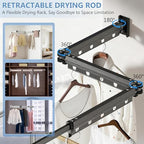 Clothes Drying Rack Wall Mounted, 3-Fold Space-Saving Drying Rack Clothing - Image 7