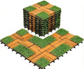 Interlocking Acacia Wood and Artificial Grass Deck Tiles 12"x12", 0.94" Thick by Unknown