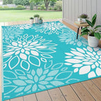 HEBE Waterproof Outdoor Rug 5'x8', Floral Reversible Plastic Patio Rug by HEBE