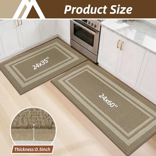 COSY HOMEER Kitchen Rugs Sets of 2 Non-Slip Washable - Image 2