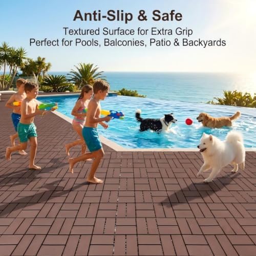Plastic Interlocking Deck Tiles, 44 Pack, Non-Slip Patio Floor Decking Tiles - Image 6