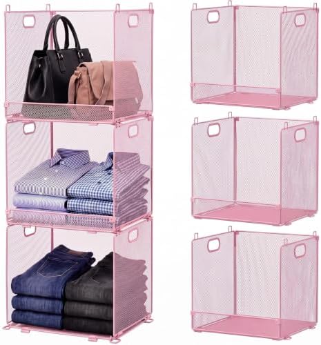 Remerry 3 Pcs Stackable Closet Organizers and Storage Basket by Remerry