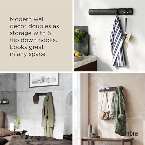 Umbra Flip Coat Rack, Wall Mounted 5-Hook Space Saving - Image 4