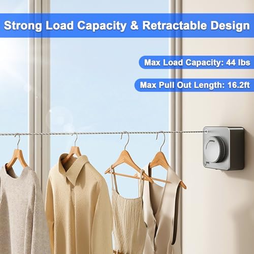 Retractable Clothesline Indoor Outdoor 16.2Ft Non-Sag - Image 2