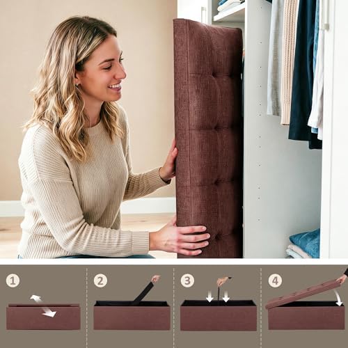 SUPER DEAL 43 Inches Foldable Storage Ottoman Bench - Image 5