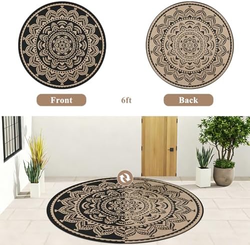 Bsmathom Waterproof Outdoor Rug, 6ft Round - Image 5