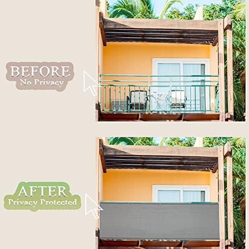 iCover 3.3x19.5ft Balcony Privacy Screen Fence, UV-Resistant Railing Fencing - Image 5