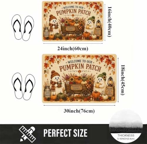 Pumpkin Patch Ghosts Doormat 16" X 24" Dirt Trapper Non Slip Outdoor Mat - Image 2
