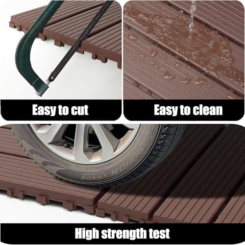 Plastic Interlocking Deck Tiles, 44 Pack, Non-Slip Patio Floor Decking Tiles - Image 4