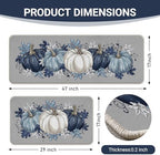 Fall Blue White Pumpkin Kitchen Rugs Set of 2 - Image 3