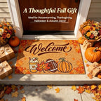 Pumpkin Football Fall Welcome Door Mat, Fall Maple Leaves Doormat - Image 6