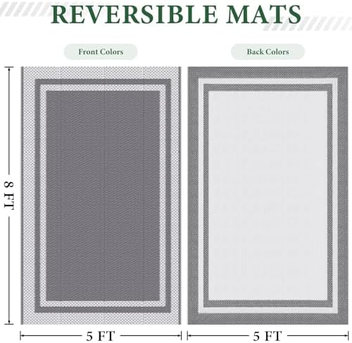 HappyTrends Outdoor Rug Portable Plastic Straw Camping Rugs - Image 2
