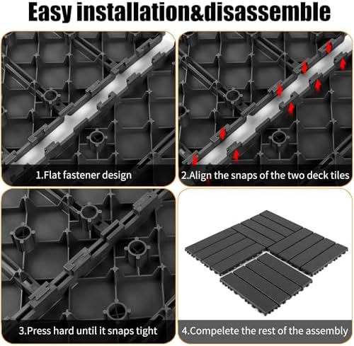 44 Pack Interlocking Deck Tiles, All-Weather Outdoor Deck Tiles - Image 4