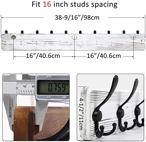 WEBI Coat Rack Wall Mount, 38 9/16" Long, 10 Hooks, Large Coat Hooks Wall - Image 3
