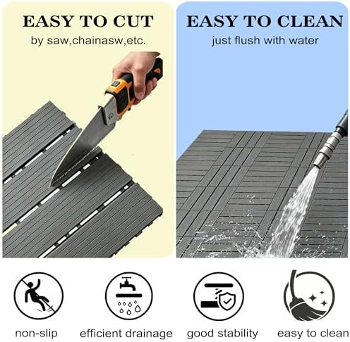 9 PCS 12x12 Inch Plastic Interlocking Deck Tiles - Image 7