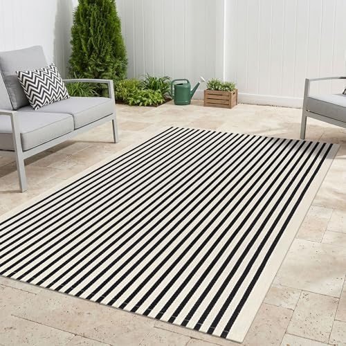 KILOCOCO Beige Striped Rug 5x7 Area Rugs - Image 5