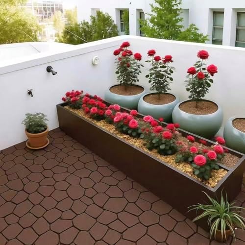 Stone Texture 44 PCS Patio Deck Tiles, 12 x 12in, Waterproof Interlocking Floor - Image 4
