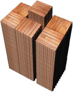 PrimeZone 297 PCS Solid Acacia Wood Interlocking Patio Deck Tiles Outdoor by PrimeZone