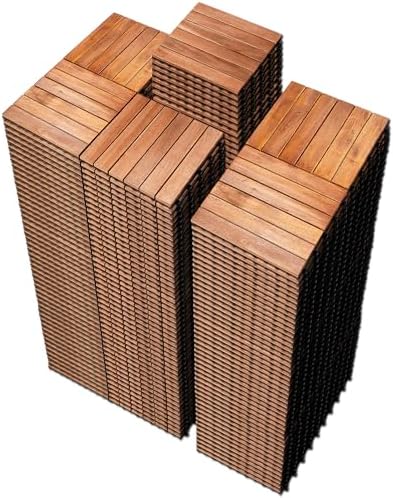 PrimeZone 297 PCS Solid Acacia Wood Interlocking Patio Deck Tiles Outdoor by PrimeZone