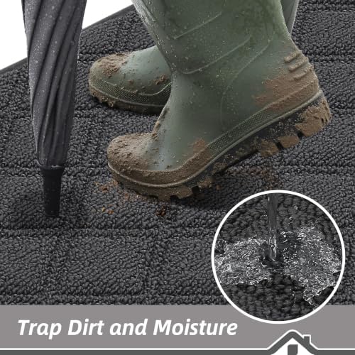 BEQHAUSE Dirt Trapper Door Mat 24" x 36" Non-Slip Washable, Dark Grey - Image 3
