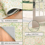 Beige Green Washable 2x8 Rug Runner Non Slip - Image 5